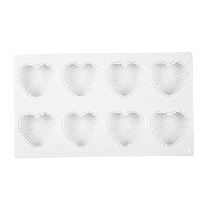 8 Cavities Silicone Cake Mold Nonstick Heat Resistant Reusable Baking Tools Birthday Christmas Bakeware Mini Heart Mould Silicone Mold For Chocolate 8 Cavities 3D Heart Molds For Chocolate Cake Mold Tray