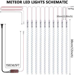 8-Pieces: Waterproof LED Meteor Shower Rain Lights