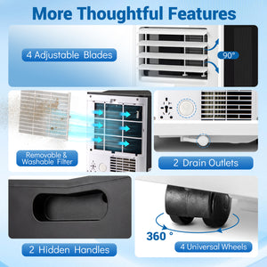 8000 BTU Portable Air Conditioner with Fan and Dehumidifier and LED Display