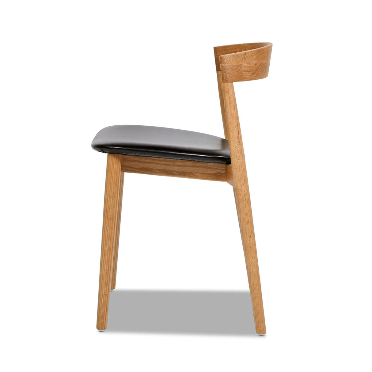 Raven - Stacking Sculpted Oak Dining Chair - Warm Natural Brown / Black by Couch.com
