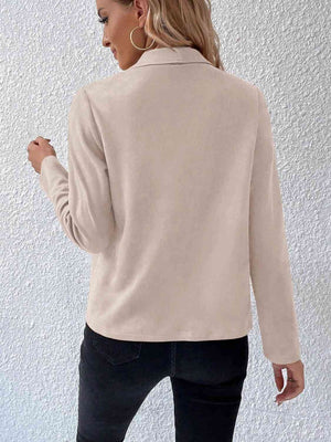 Classic Minimalist Collared Long Sleeve Jacket for Women – Minimalist & Lightweight Everyday Outerwear