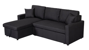 Paisley - Linen Fabric Reversible Sleeper Sectional Sofa With Storage Chaise by Couch.com