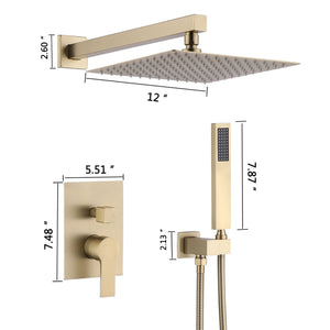 Luxury Bathroom Ceiling Mount Rain Mixer Shower System With Brushed Finish by Couch.com