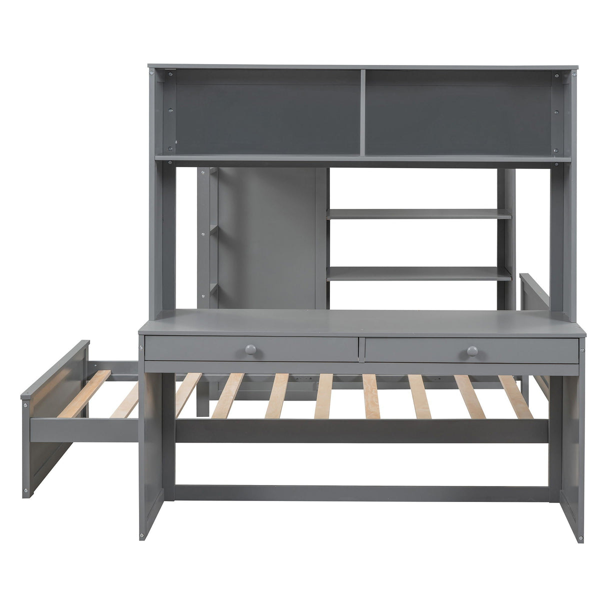 Loft Bed With A Twin Size Standalone Bed, Shelves, Desk, And Wardrobe by Couch.com