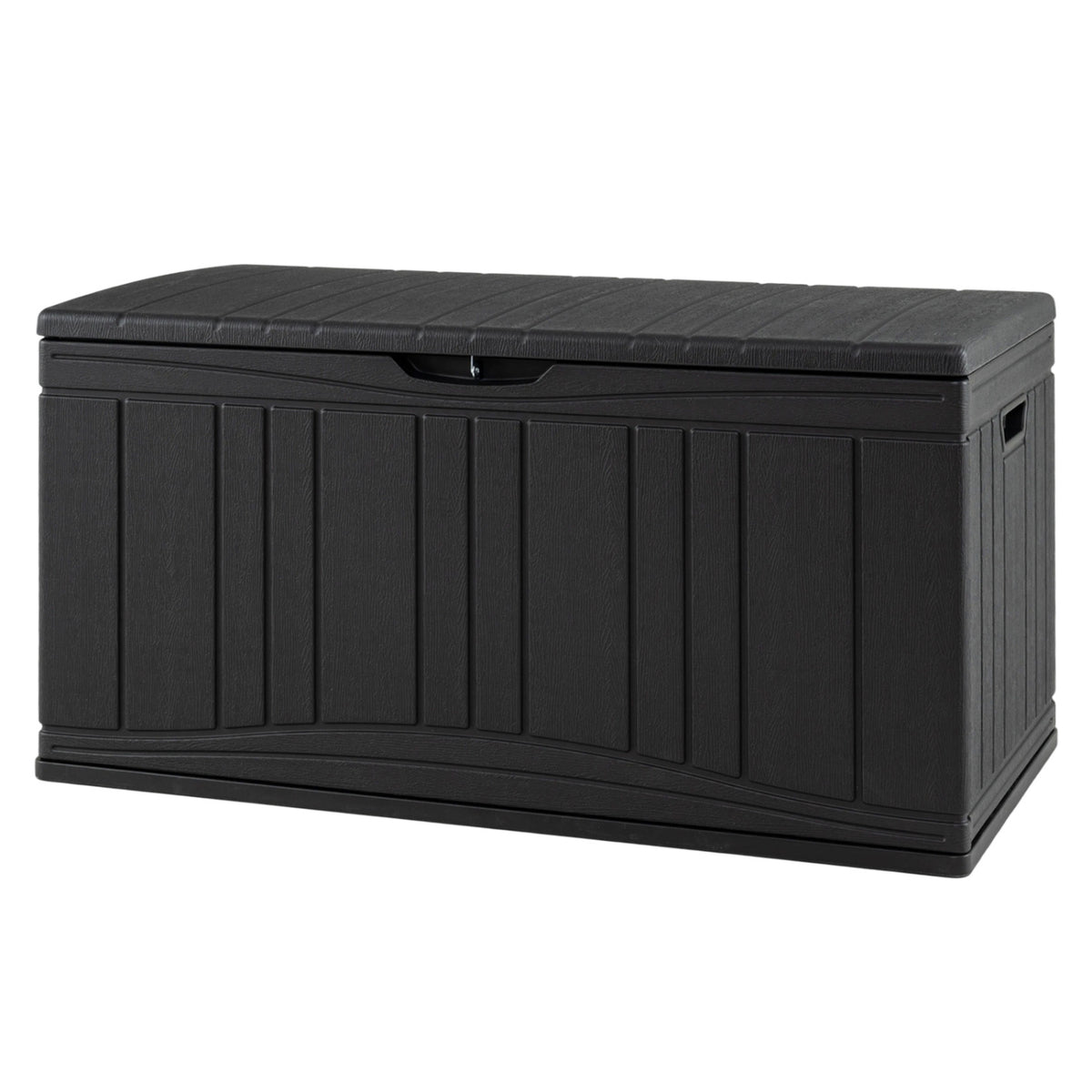 80 Gallon Outdoor Deck Box with Lockable Lid for Garden Tools Cushions-Black