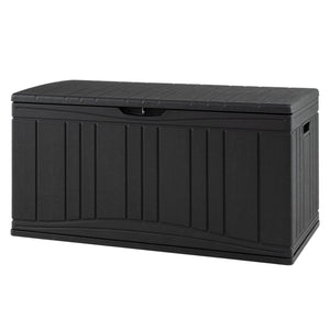 80 Gallon Outdoor Deck Box with Lockable Lid for Garden Tools Cushions-Black