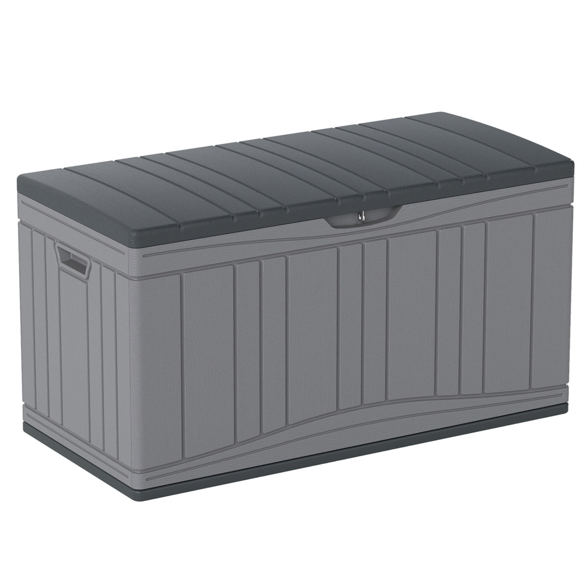 80 Gallon Outdoor Deck Box with Lockable Lid for Garden Tools Cushions-Gray