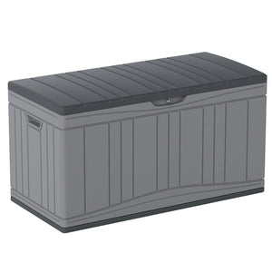 80 Gallon Outdoor Deck Box with Lockable Lid for Garden Tools Cushions-Gray