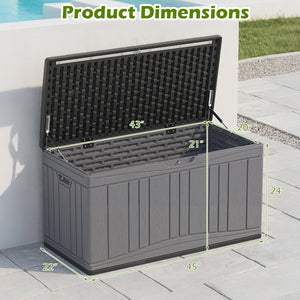 80 Gallon Outdoor Deck Box with Lockable Lid for Garden Tools Cushions-Gray