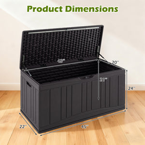 80 Gallon Outdoor Deck Box with Lockable Lid for Garden Tools Cushions-Brown