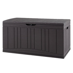 80 Gallon Outdoor Deck Box with Lockable Lid for Garden Tools Cushions-Brown