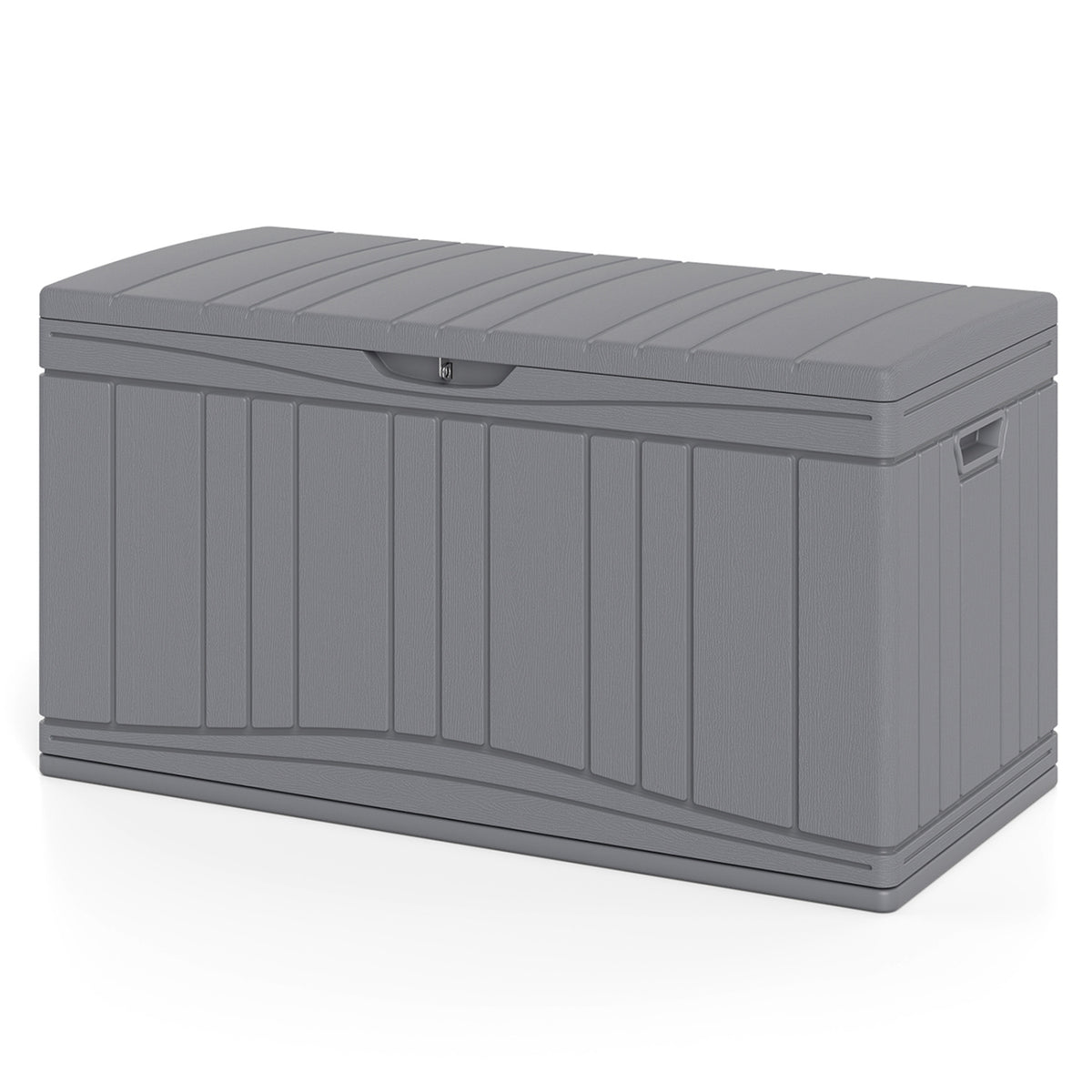80 Gallon Outdoor Deck Box with Lockable Lid for Garden Tools Cushions-Gray color