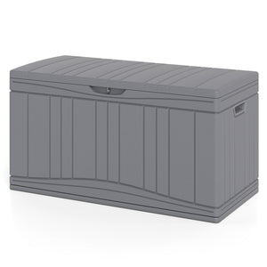 80 Gallon Outdoor Deck Box with Lockable Lid for Garden Tools Cushions-Gray color