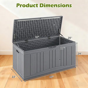 80 Gallon Outdoor Deck Box with Lockable Lid for Garden Tools Cushions-Gray color