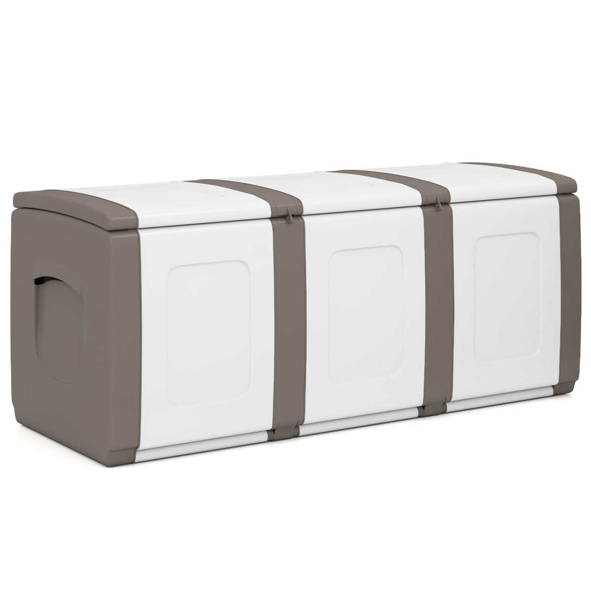 80 Gallon Patio Container with Lockable Lid for Packages and Garden-Beige