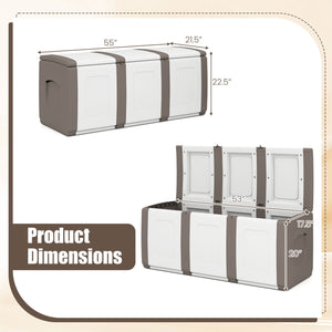 80 Gallon Patio Container with Lockable Lid for Packages and Garden-Beige