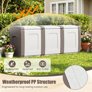 80 Gallon Patio Container with Lockable Lid for Packages and Garden-Beige