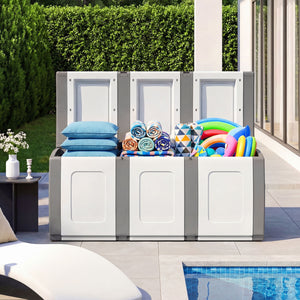 80 Gallon Patio Container with Lockable Lid for Packages and Garden-Gray