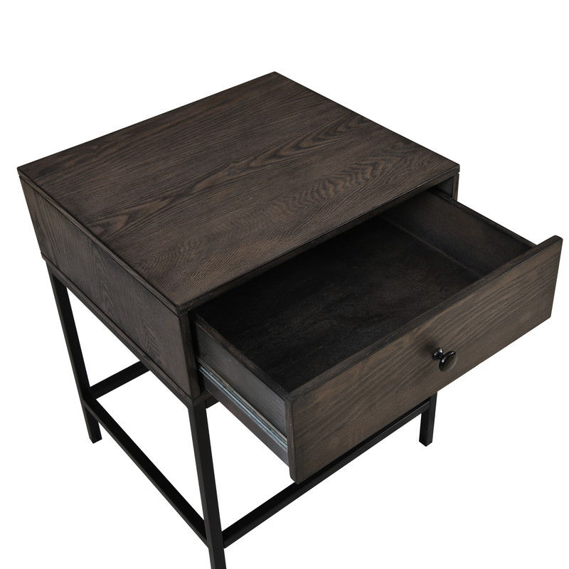 Ava - MDF End Table With Charging Ports And Metal Base - Espresso by Couch.com