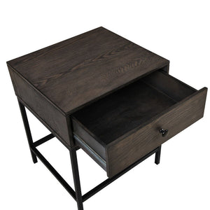 Ava - MDF End Table With Charging Ports And Metal Base - Espresso by Couch.com