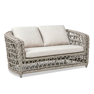 Everly - Frame Barrel Deep Seating Patio Loveseat Sofa Axroma Olefin - Oat Beige by Couch.com