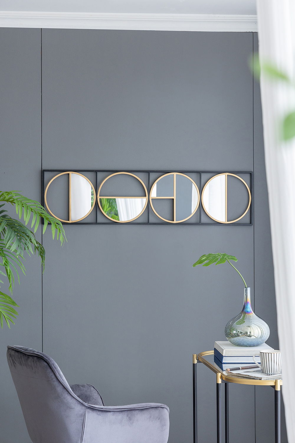Eclectic Styling Metal Beaded Wall Mirror With Contemporary Design For Bedroom, Liveroom & Entryway by Couch.com