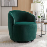 Velvet Fabric Swivel Accent Armchair Barrel Chair With Powder Coating Metal Ring by Couch.com