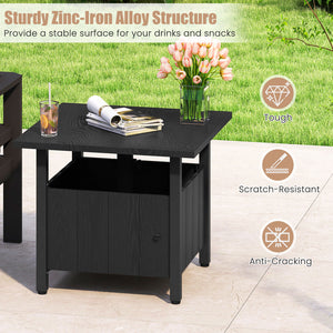 Outdoor Side Table with 1.89" Umbrella Hole Patio Umbrella Table Base Stand-Black