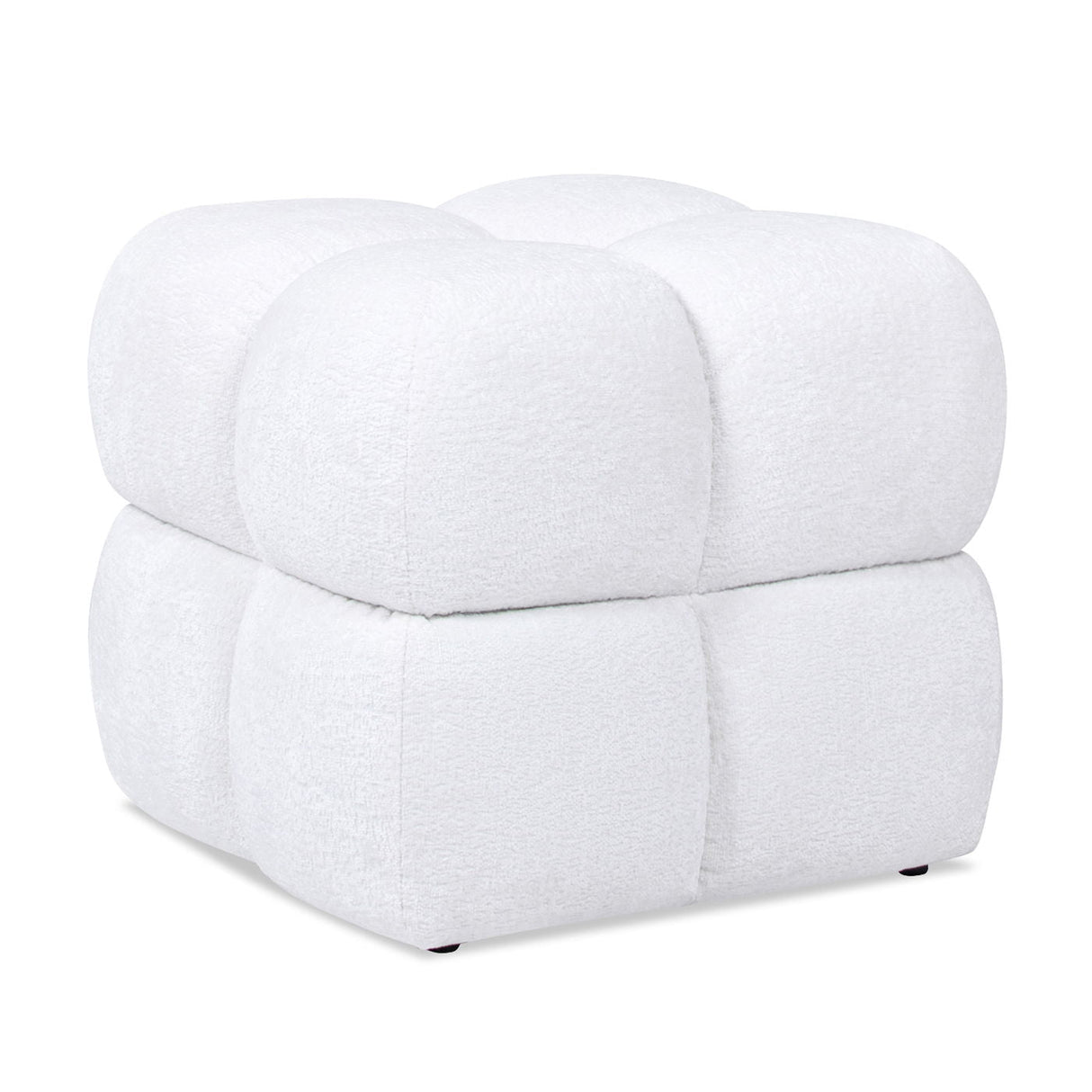 Couch.com Pixel Oversized Square Tufted Pouf Ottoman Almond White, Durable Design, Fabric Construction, White Finish by Couch.com