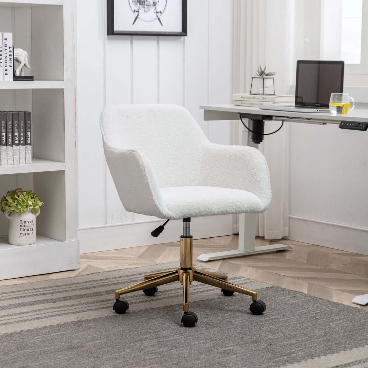 Modern Adjustable Height 360 Revolving Home Office Chair With Metal Legs And Universal Wheel For Indoor by Couch.com