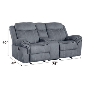 Zubaida Two Tone Recliner Loveseat with USB Port Console