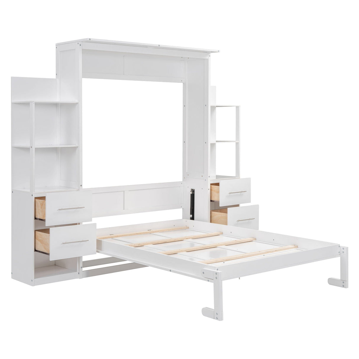 Murphy Wall Bed With Shelves, Drawers And LED Lights by Couch.com