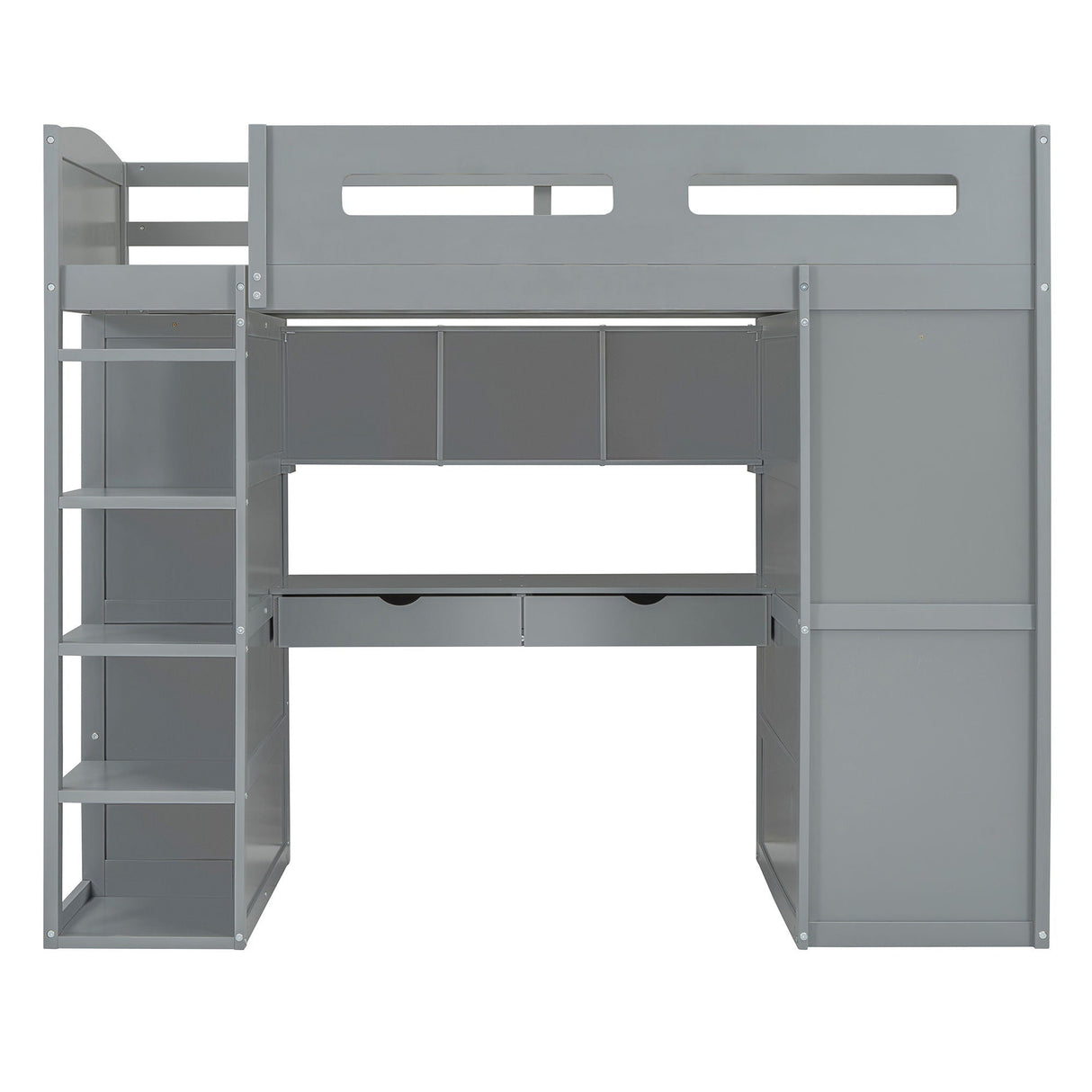 Loft Bed With Desk, Wardrobes, 4 Drawers And 4 Shelves by Couch.com