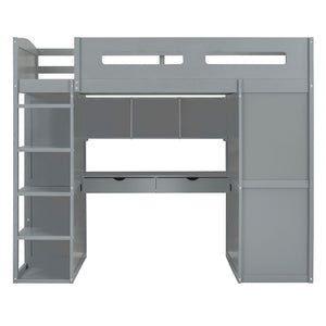 Loft Bed With Desk, Wardrobes, 4 Drawers And 4 Shelves by Couch.com
