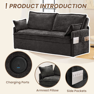 Pull Out Sofa Bed, Convertible Sleeper Sofa Couch, Side Storage, And USB / C - Type Charging Ports Chair