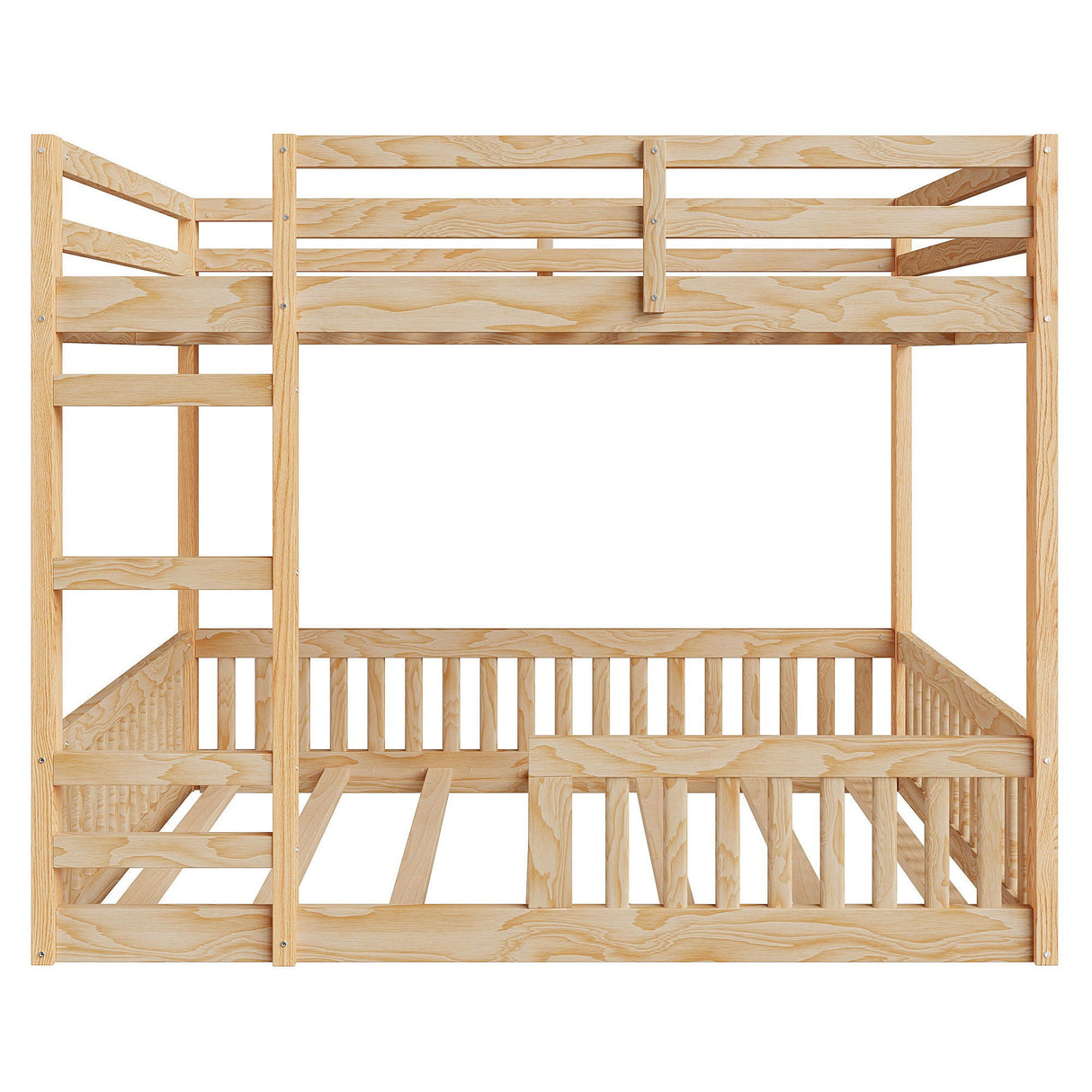 Stylish Bunk Bed With Ladder And Guardrails