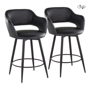 Margarite - Contemporary Fixed Height Counter Stool With Swivel With Round Footrest (Set of 2) by Couch.com