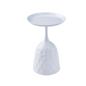 Wine Cup Metal Side Table, Small Sofa Table, Round White Nightstand - White by Couch.com