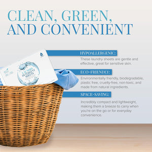 Natural Laundry Detergent Sheets, Eco Friendly– Fresh Linen Scent