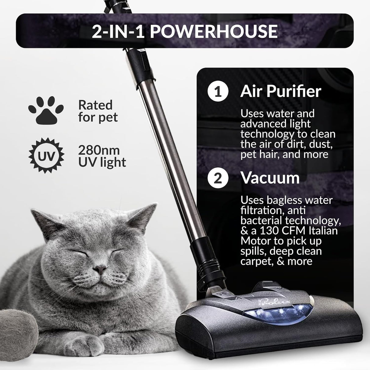 Prolux CTX ELITE Water Filtration Bagless Canister Vacuum Cleaner w/ Prolux Storm Shampooer Kit by Prolux Cleaners