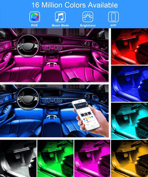 Lights LED Car Strip Lights with Two-Line Waterproof Design RGB LED Strip Light With USB Wireless Remote Music Control Multiple Modes For Auto Car