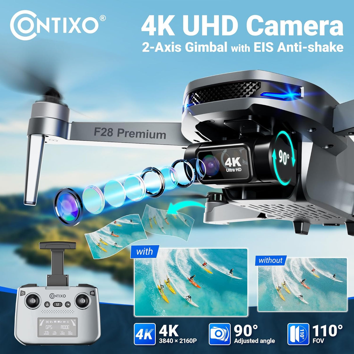Contixo F28 Premium 2-Axis Gimbal Drone