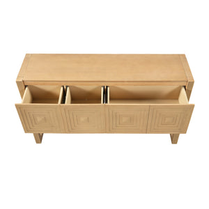 Geometric Carved Console Table with Soft-Close Drawers