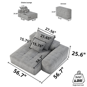 Modern Oversized Modular Sectional Sofa with Sparkling Chenille Fabric