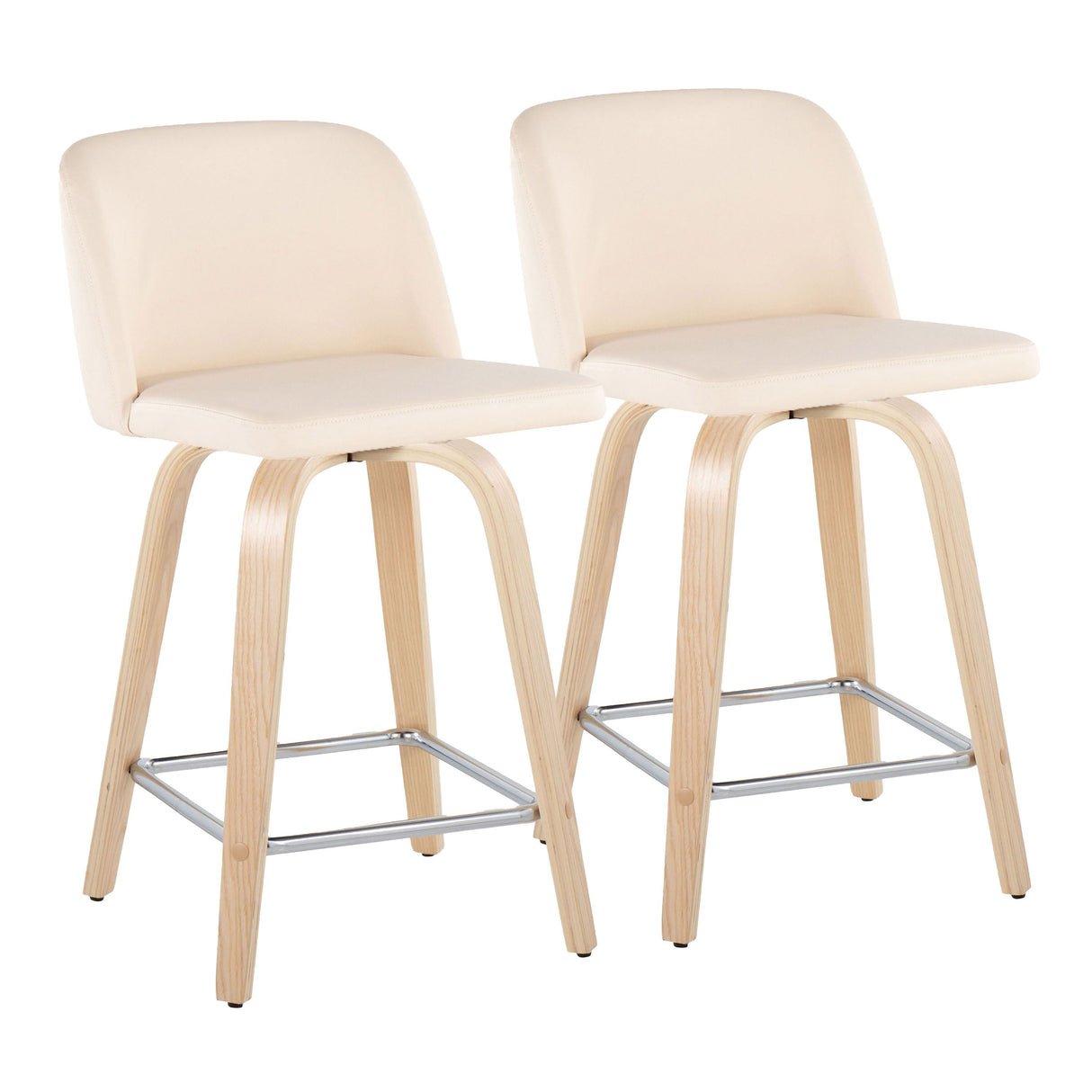 Toriano - Contemporary Fixed Height Counter Stool With Swivel With Square Footrest (Set of 2) by Couch.com