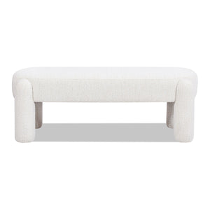 Hugo - Oval Fully Upholstered Bench - Milk Cream White by Couch.com