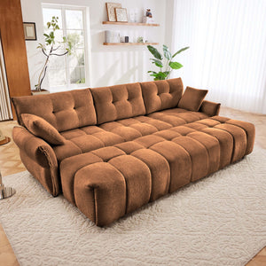 Elegant Sofa Set With Ottoman And Pillows, Textured Chenille, High Resilience Cushions by Couch.com