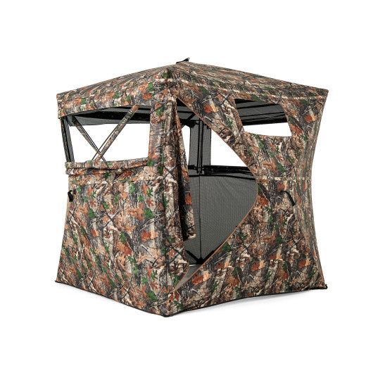 82 Inch Tall Hunting Blind 270 ° One Way See Through Ground Tent for 3-4 People
