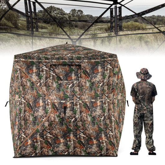82 Inch Tall Hunting Blind 270 ° One Way See Through Ground Tent for 3-4 People