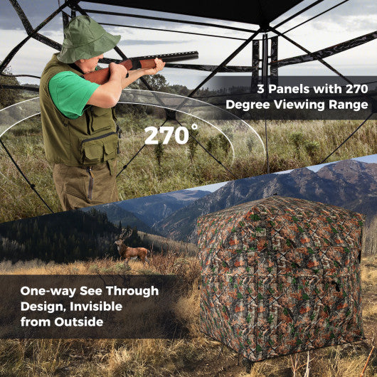 82 Inch Tall Hunting Blind 270 ° One Way See Through Ground Tent for 3-4 People